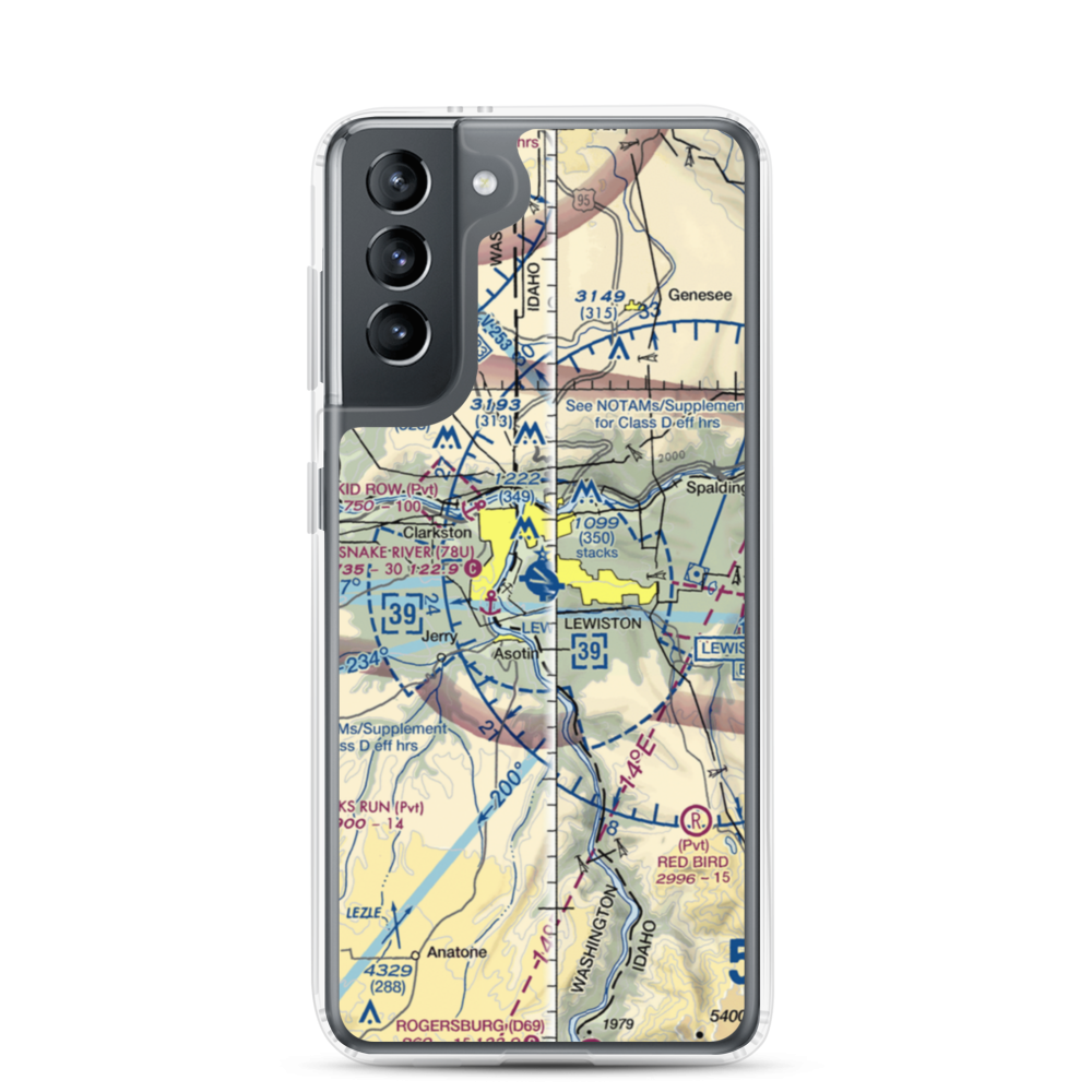Lewiston Nez Perce County Airport (LWS) VFR Sectional Samsung Case Samsung Galaxy S21 model shown