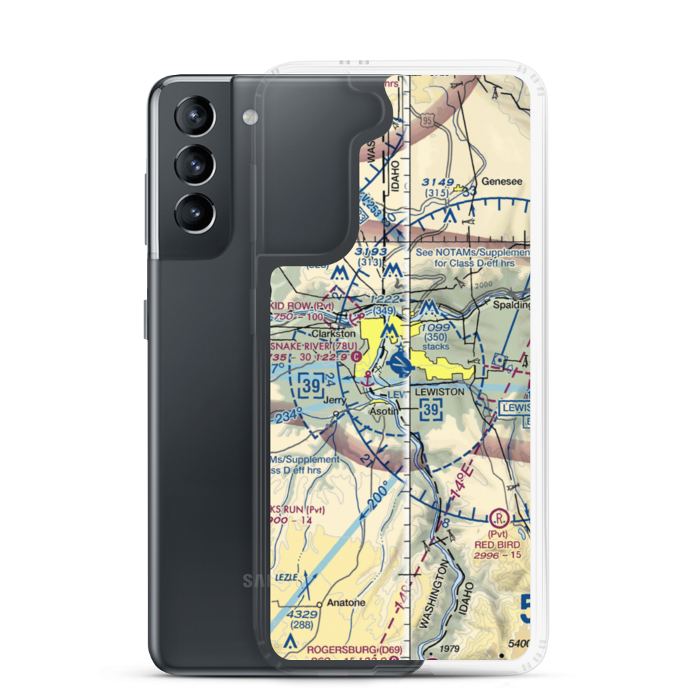 Lewiston Nez Perce County Airport (LWS) VFR Sectional Samsung Case Samsung Galaxy S21 model shown