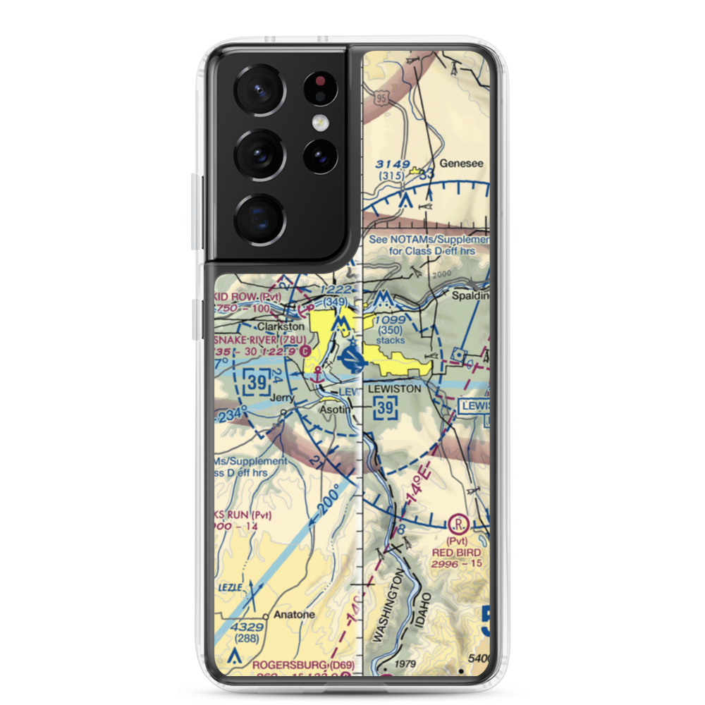 Lewiston Nez Perce County Airport (LWS) VFR Sectional Samsung Case Samsung Galaxy S21 Ultra model shown