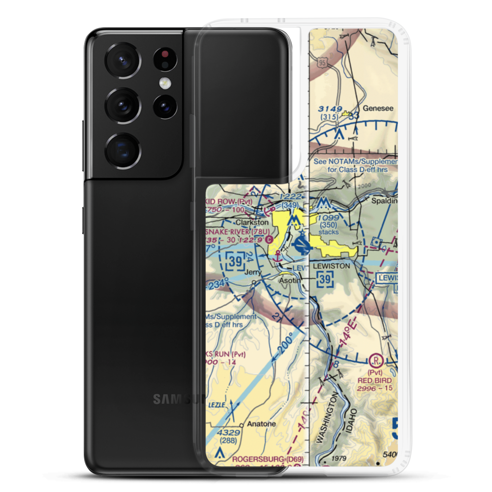 Lewiston Nez Perce County Airport (LWS) VFR Sectional Samsung Case Samsung Galaxy S21 Ultra model shown