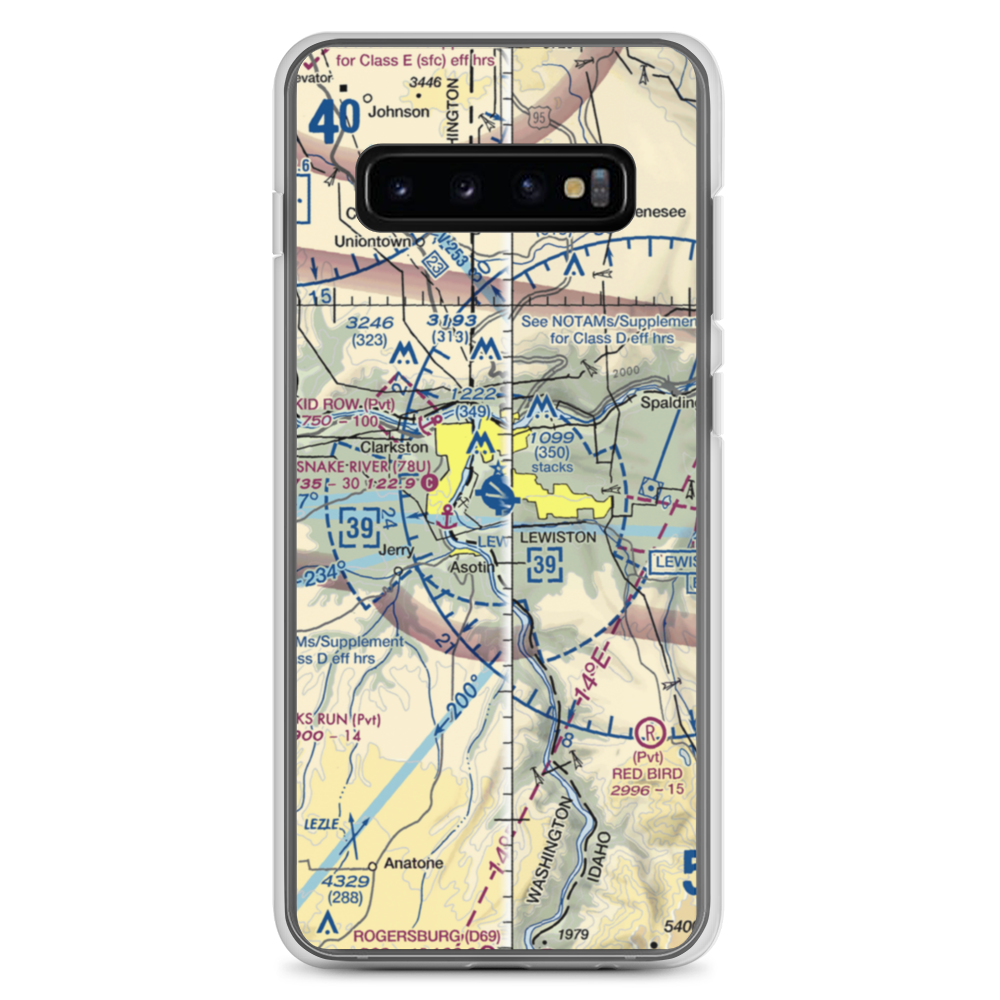 Lewiston Nez Perce County Airport (LWS) VFR Sectional Samsung Case Samsung Galaxy S10+ model shown