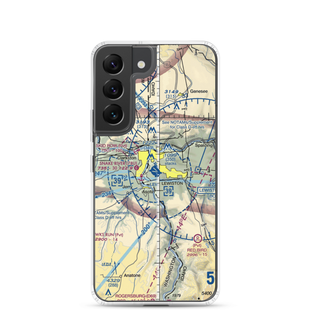 Lewiston Nez Perce County Airport (LWS) VFR Sectional Samsung Case Samsung Galaxy S22 model shown