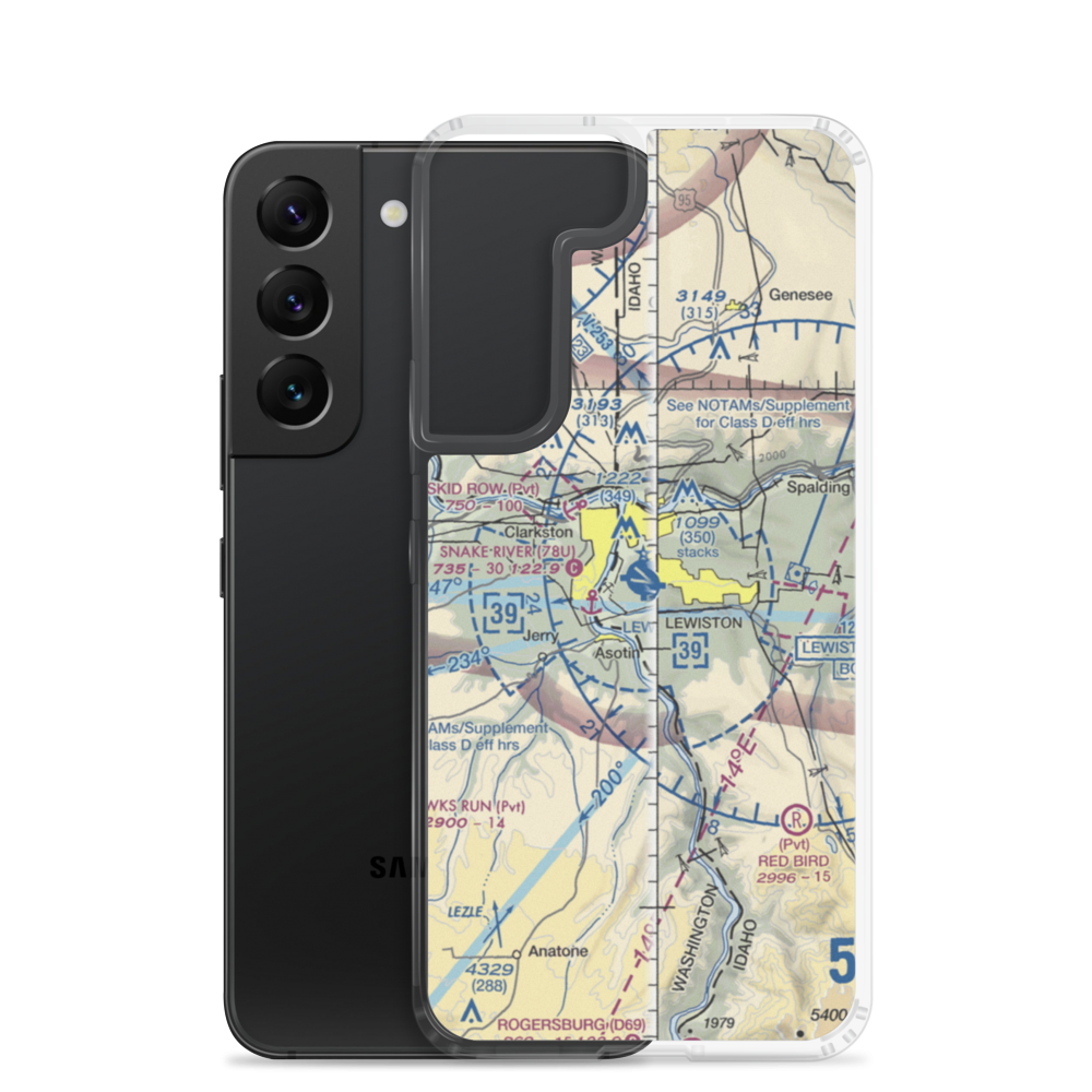 Lewiston Nez Perce County Airport (LWS) VFR Sectional Samsung Case Samsung Galaxy S22 model shown