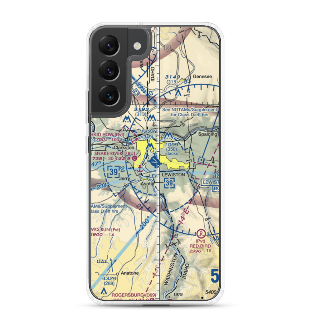 Lewiston Nez Perce County Airport (LWS) VFR Sectional Samsung Case Samsung Galaxy S22 Plus model shown