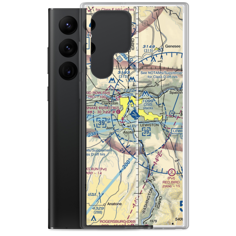 Lewiston Nez Perce County Airport (LWS) VFR Sectional Samsung Case Samsung Galaxy S22 Ultra model shown