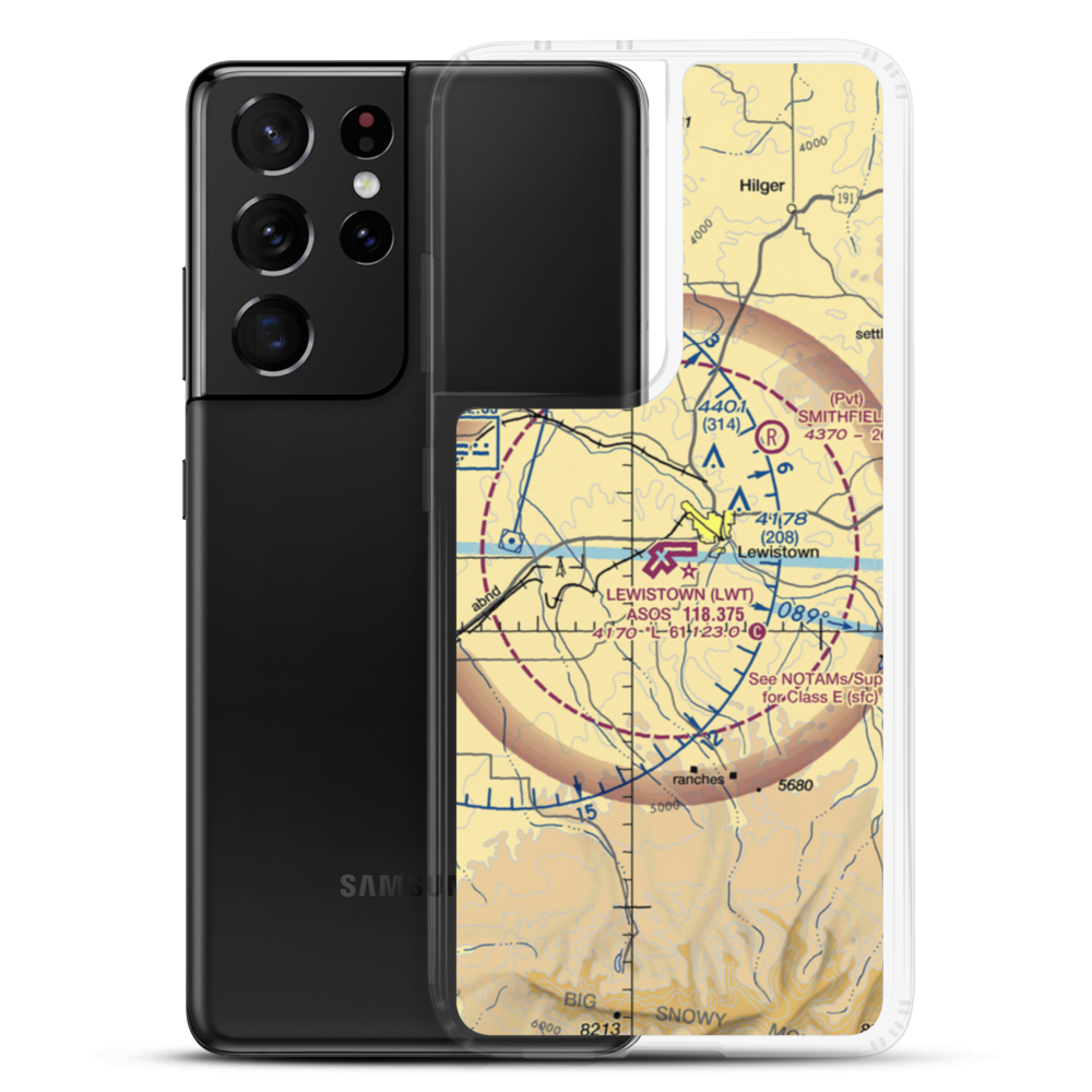 Lewistown Municipal Airport (LWT) VFR Sectional Samsung Case Samsung Galaxy S21 Ultra model shown
