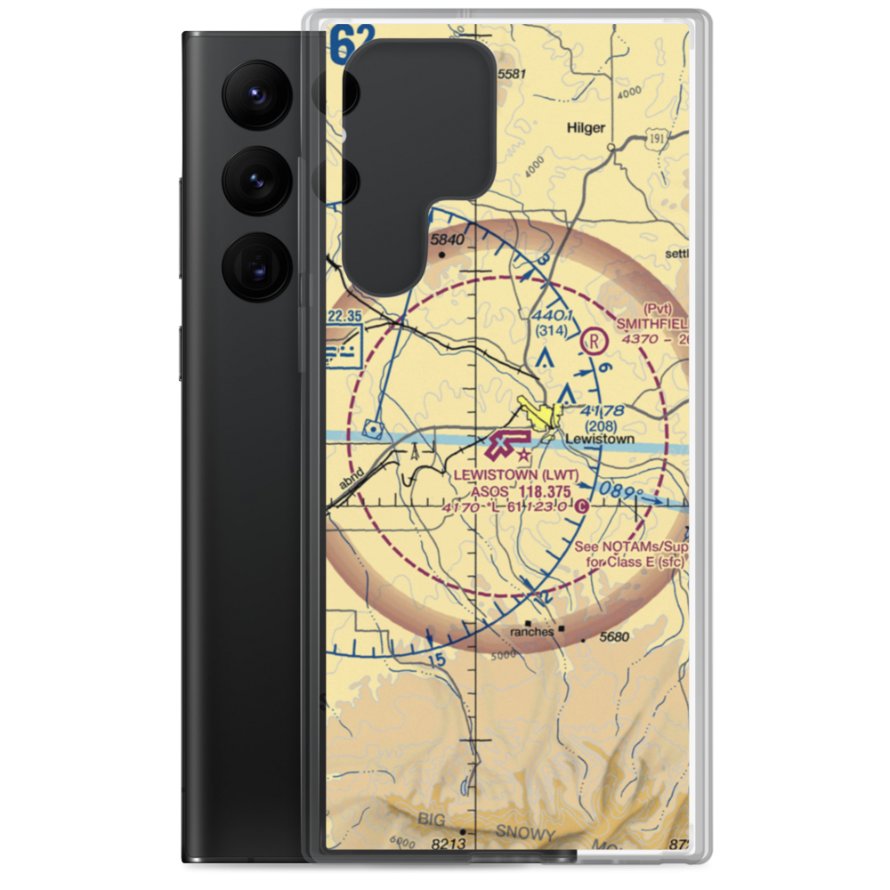 Lewistown Municipal Airport (LWT) VFR Sectional Samsung Case Samsung Galaxy S22 Ultra model shown