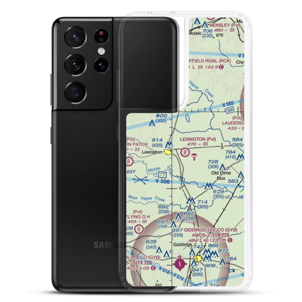 Lexington Airfield (TE75) VFR Sectional Samsung Case Samsung Galaxy S21 Ultra model shown