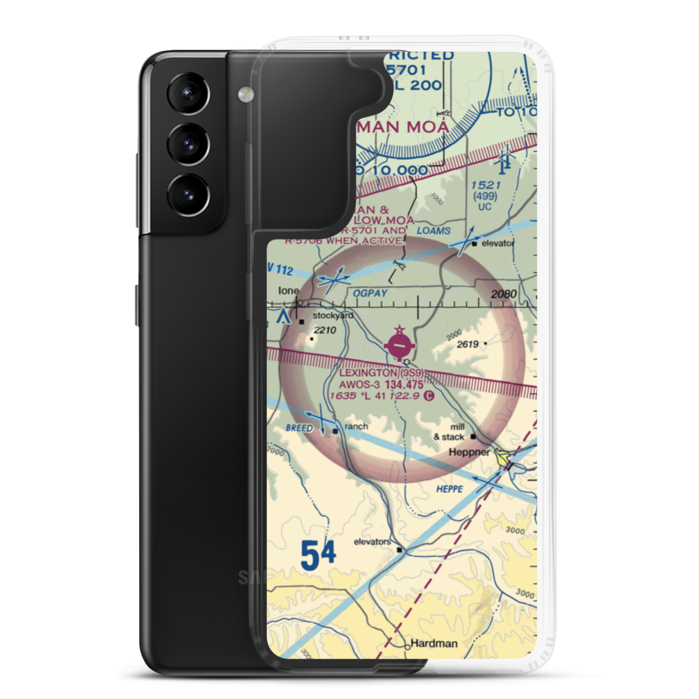 Lexington Airport (9S9) VFR Sectional Samsung Case Samsung Galaxy S21 Plus model shown