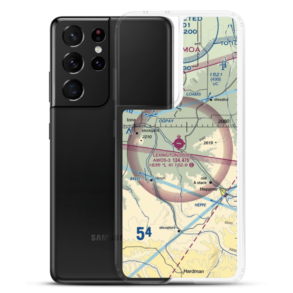 Lexington Airport (9S9) VFR Sectional Samsung Case Samsung Galaxy S21 Ultra model shown