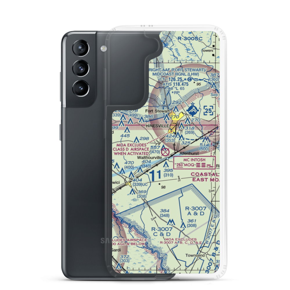 Liberty County Airport (2J2) VFR Sectional Samsung Case Samsung Galaxy S21 model shown