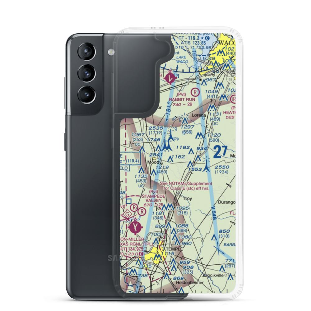 Liberty Hill International Airport (TS29) VFR Sectional Samsung Case Samsung Galaxy S21 model shown