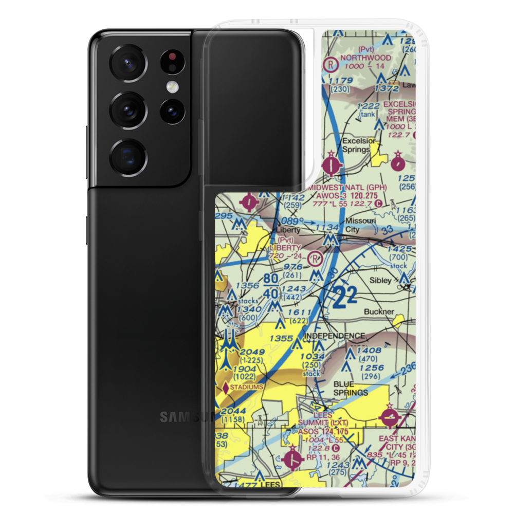 Liberty Landing Airport (4MO4) VFR Sectional Samsung Case Samsung Galaxy S21 Ultra model shown