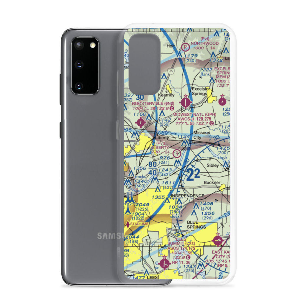 Liberty Landing Airport (4MO4) VFR Sectional Samsung Case Samsung Galaxy S20 model shown