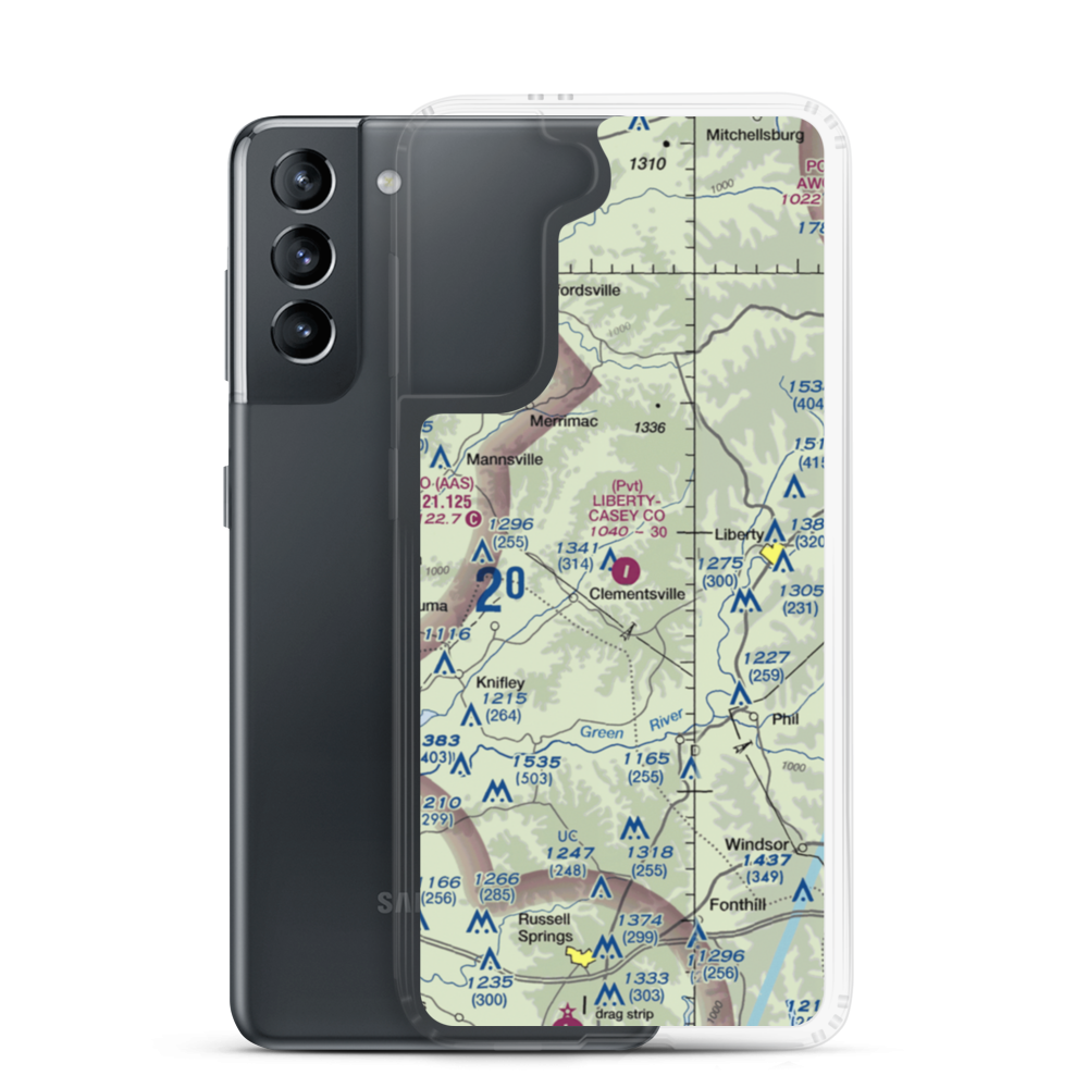 Liberty-Casey County Airport (53KT) VFR Sectional Samsung Case Samsung Galaxy S21 model shown