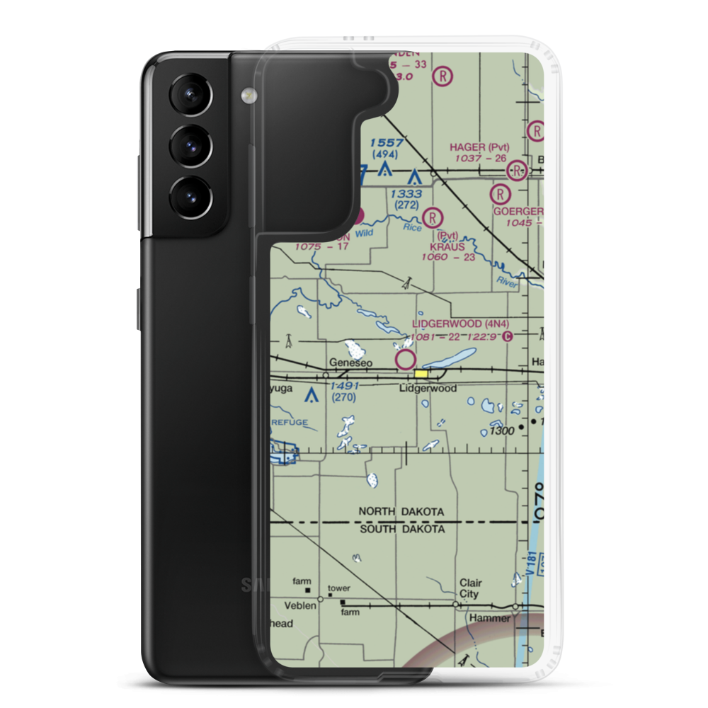 Lidgerwood Municipal Airport (4N4) VFR Sectional Samsung Case Samsung Galaxy S21 Plus model shown