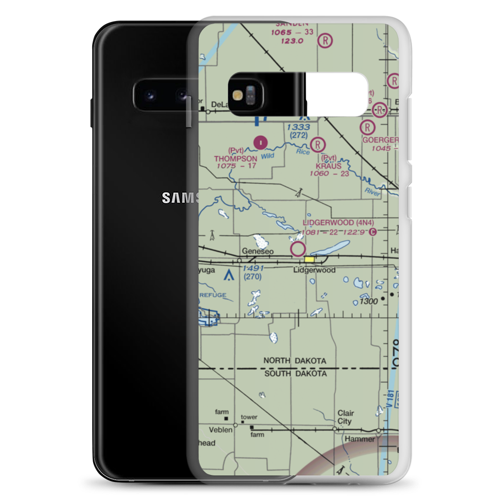 Lidgerwood Municipal Airport (4N4) VFR Sectional Samsung Case Samsung Galaxy S10+ model shown