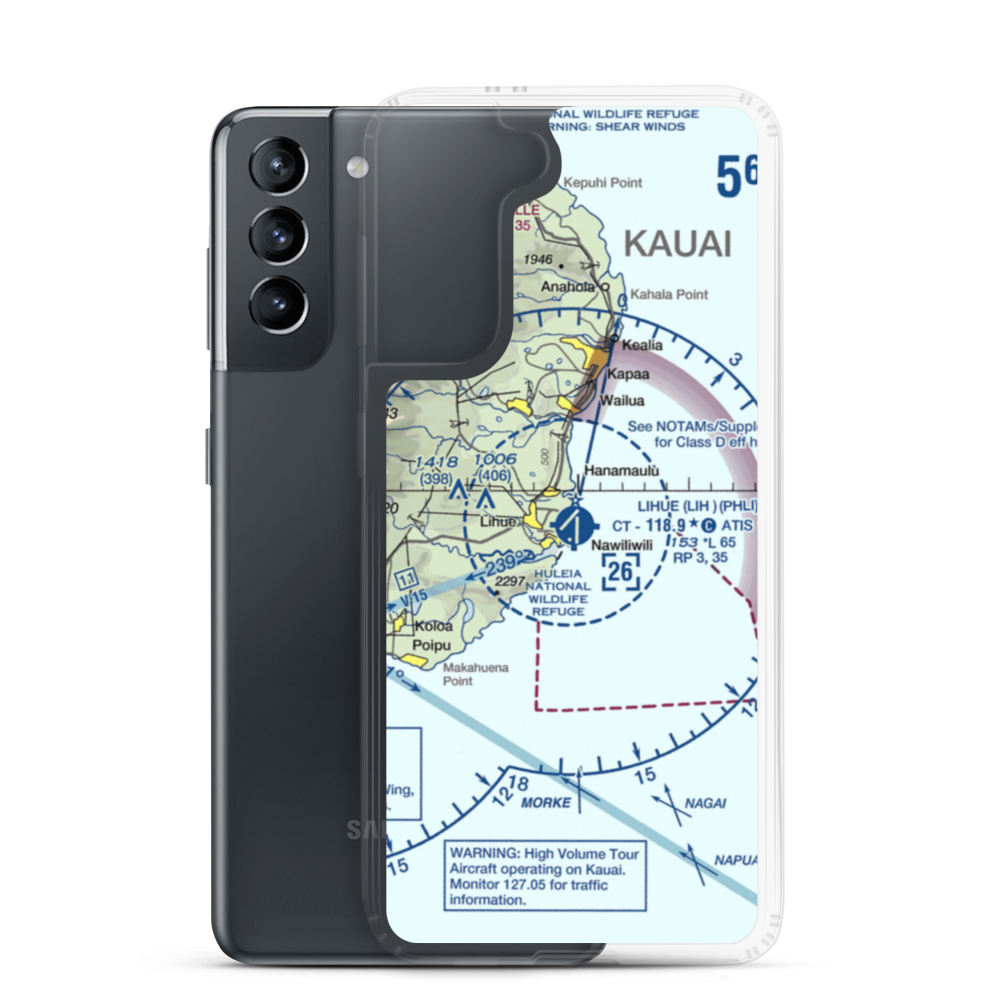 Lihue Airport (LIH) VFR Sectional Samsung Case Samsung Galaxy S21 model shown