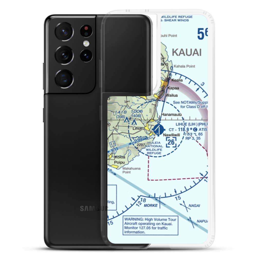 Lihue Airport (LIH) VFR Sectional Samsung Case Samsung Galaxy S21 Ultra model shown