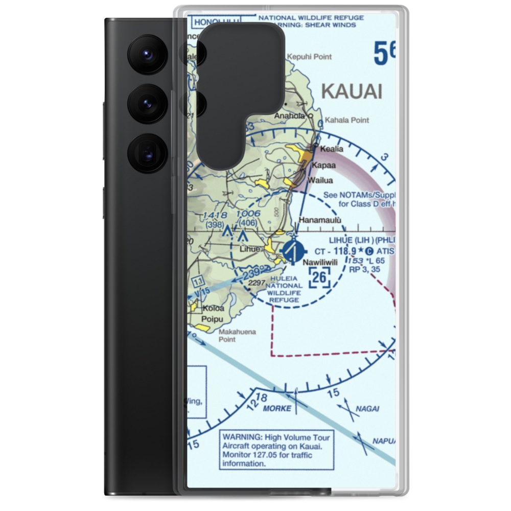 Lihue Airport (LIH) VFR Sectional Samsung Case Samsung Galaxy S22 Ultra model shown