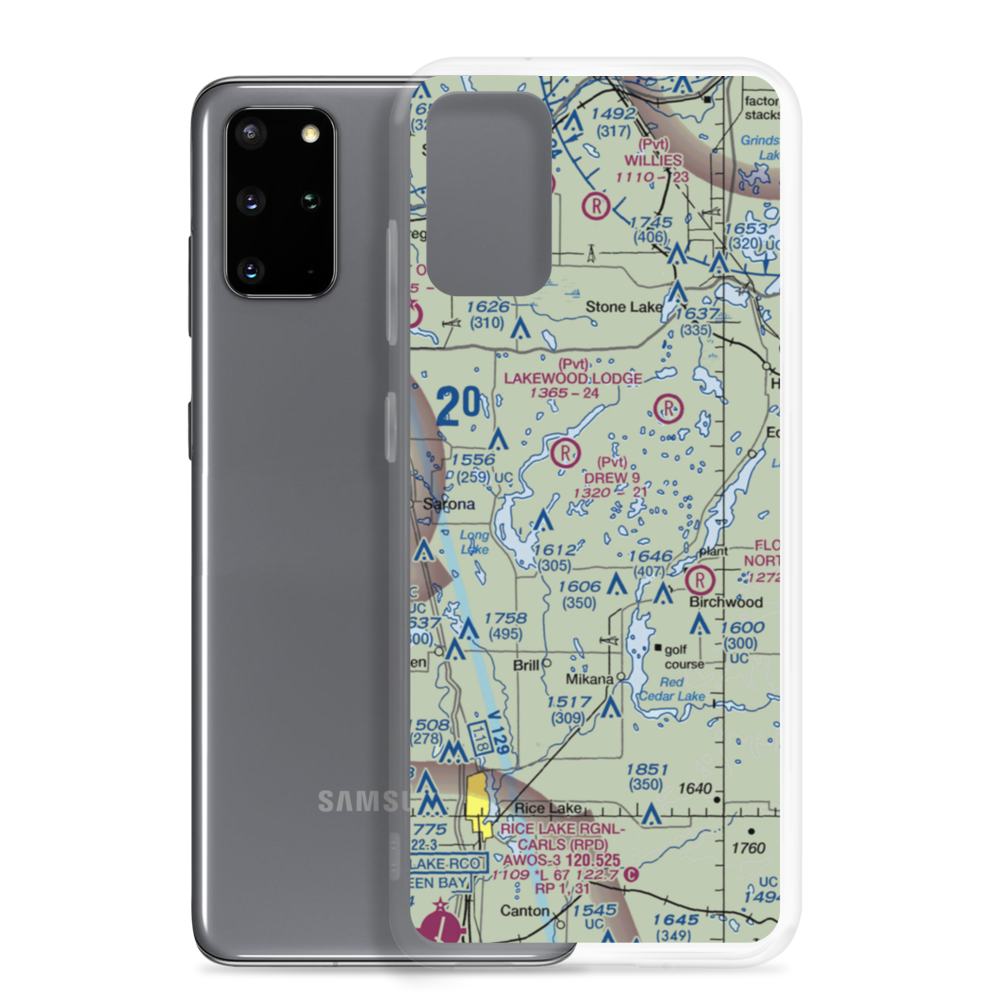 Lilac Time Airport (WI12) VFR Sectional Samsung Case Samsung Galaxy S20 Plus model shown