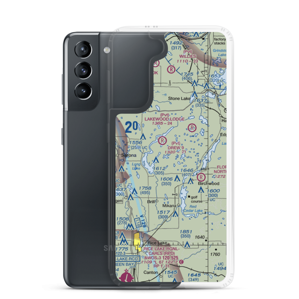 Lilac Time Airport (WI12) VFR Sectional Samsung Case Samsung Galaxy S21 model shown