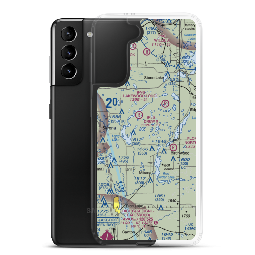 Lilac Time Airport (WI12) VFR Sectional Samsung Case Samsung Galaxy S21 Plus model shown
