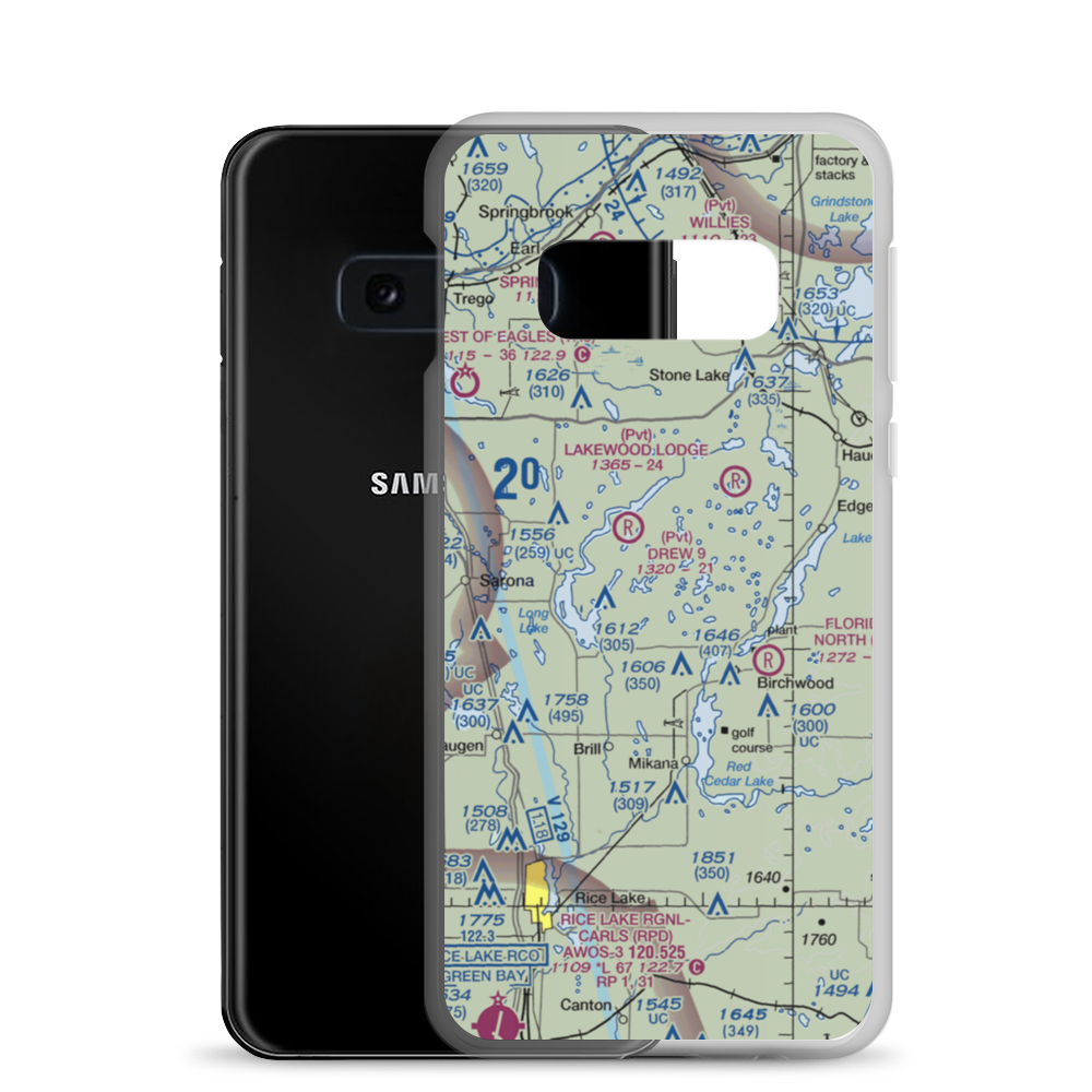 Lilac Time Airport (WI12) VFR Sectional Samsung Case Samsung Galaxy S10e model shown