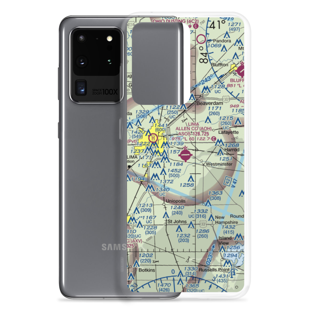 Lima Allen County Airport (AOH) VFR Sectional Samsung Case Samsung Galaxy S20 Ultra model shown