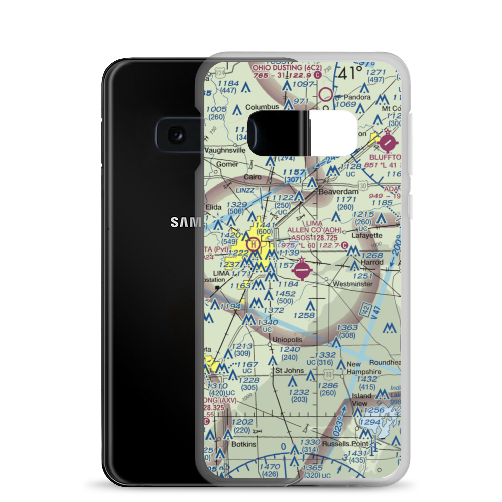 Lima Allen County Airport (AOH) VFR Sectional Samsung Case Samsung Galaxy S10e model shown
