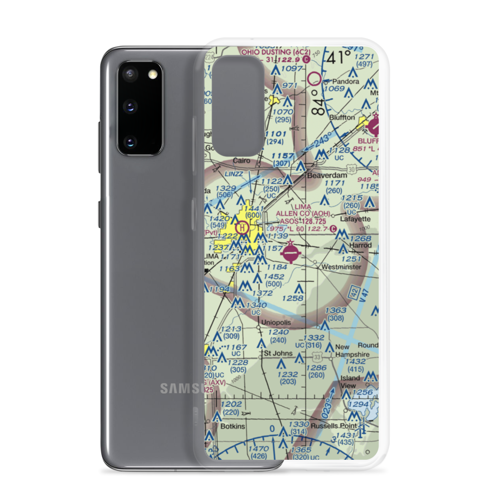 Lima Allen County Airport (AOH) VFR Sectional Samsung Case Samsung Galaxy S20 model shown