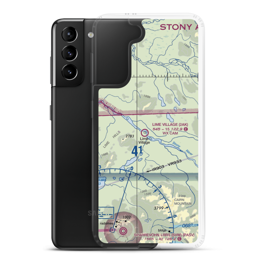 Lime Village Airport (2AK) VFR Sectional Samsung Case Samsung Galaxy S21 Plus model shown