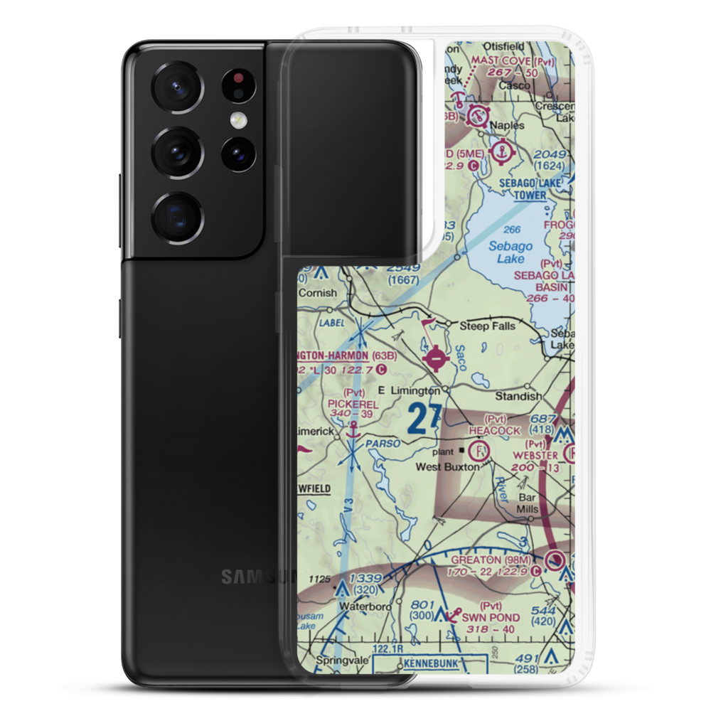Limington Harmon Airport (63B) VFR Sectional Samsung Case Samsung Galaxy S21 Ultra model shown