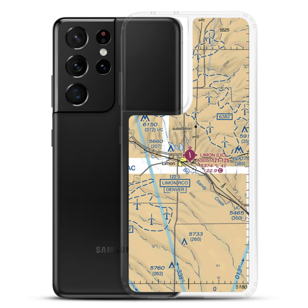 Limon Municipal Airport (LIC) VFR Sectional Samsung Case Samsung Galaxy S21 Ultra model shown