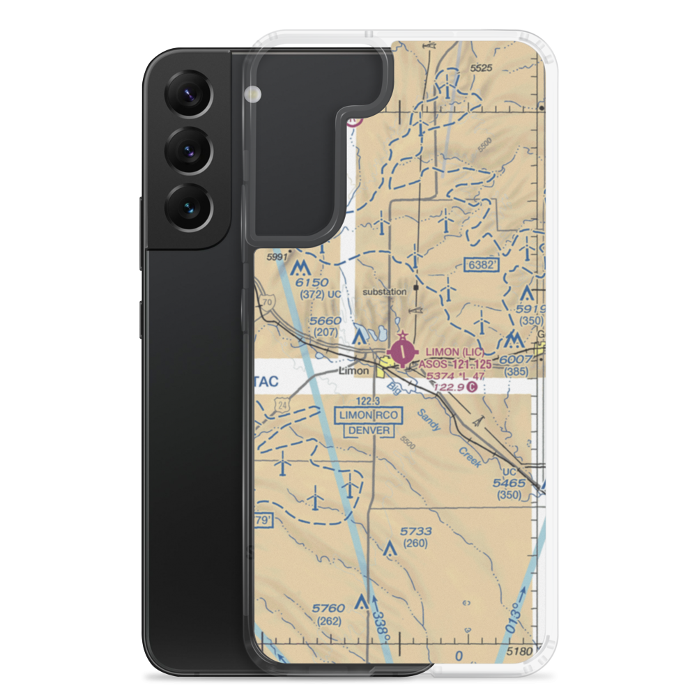 Limon Municipal Airport (LIC) VFR Sectional Samsung Case Samsung Galaxy S22 Plus model shown