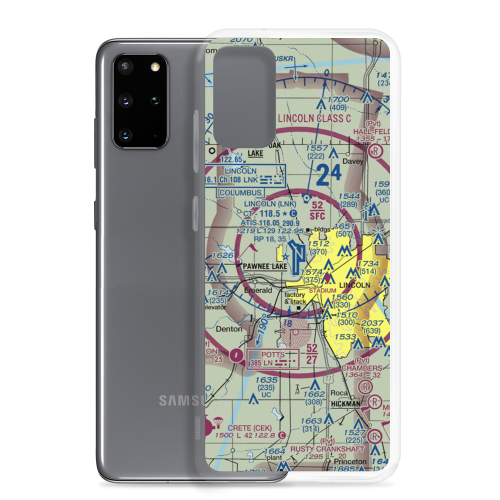 Lincoln Airport (LNK) VFR Sectional Samsung Case Samsung Galaxy S20 Plus model shown