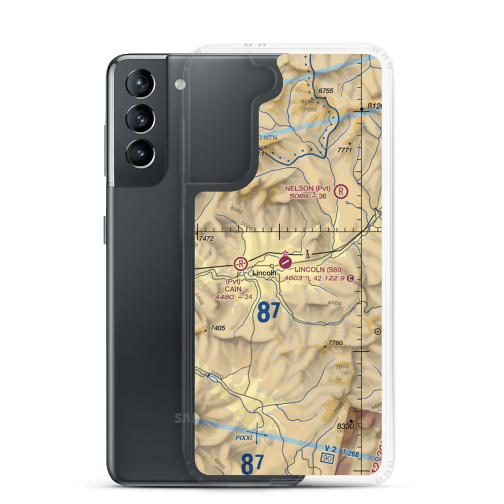 Lincoln Airport (S69) VFR Sectional Samsung Case Samsung Galaxy S21 model shown