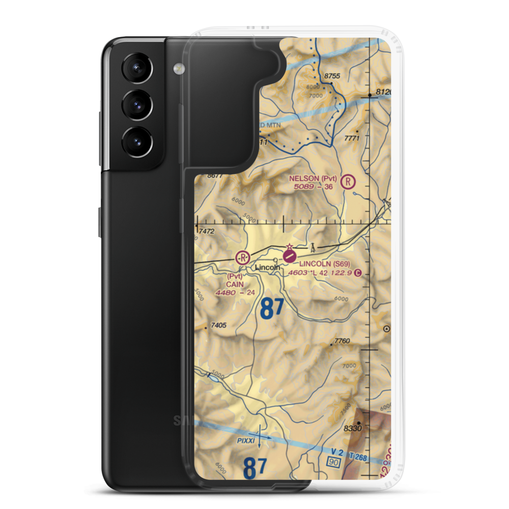 Lincoln Airport (S69) VFR Sectional Samsung Case Samsung Galaxy S21 Plus model shown