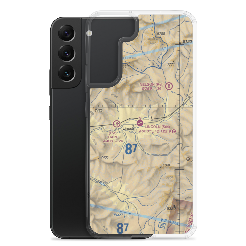 Lincoln Airport (S69) VFR Sectional Samsung Case Samsung Galaxy S22 Plus model shown