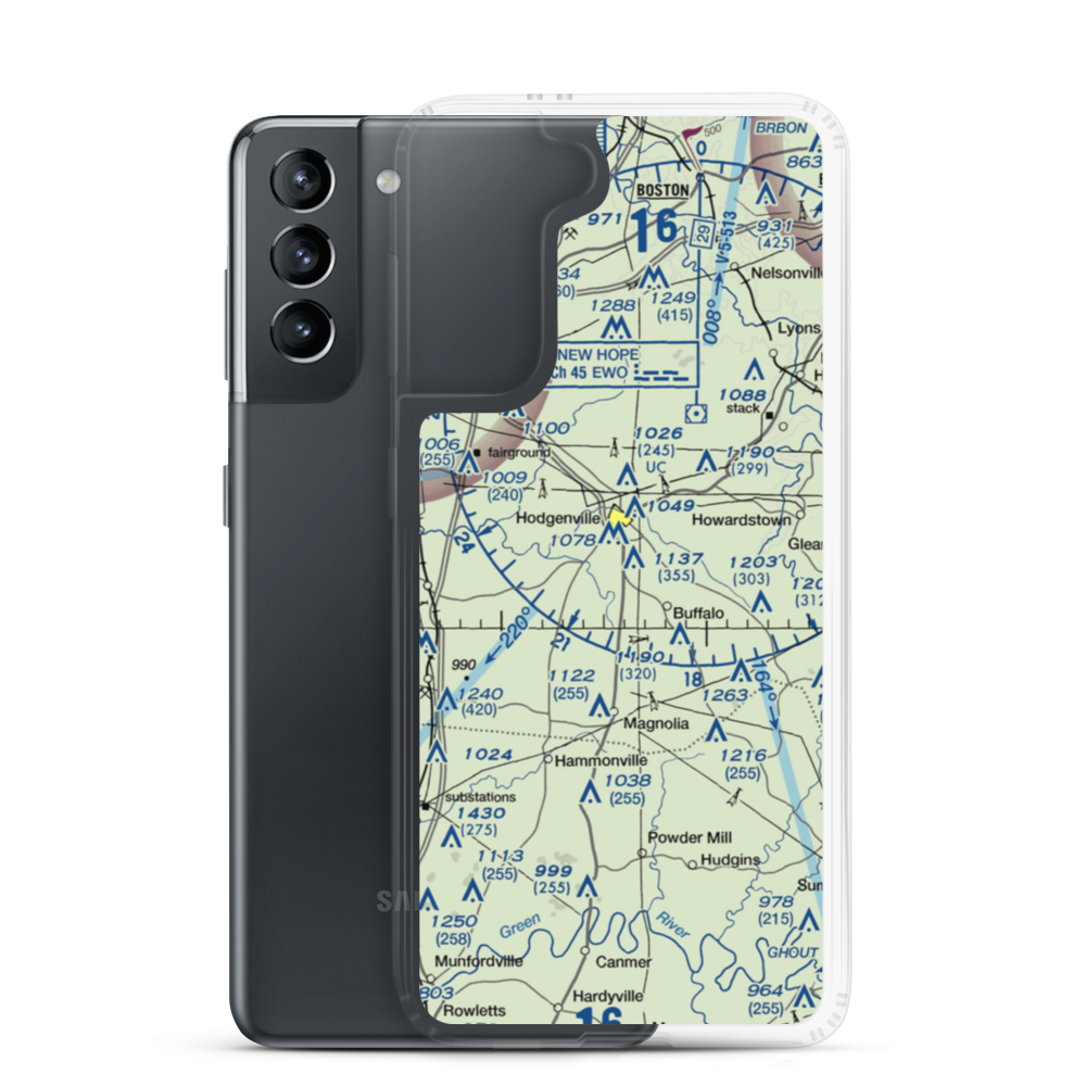 Lincoln Farm Airport (21KY) VFR Sectional Samsung Case Samsung Galaxy S21 model shown
