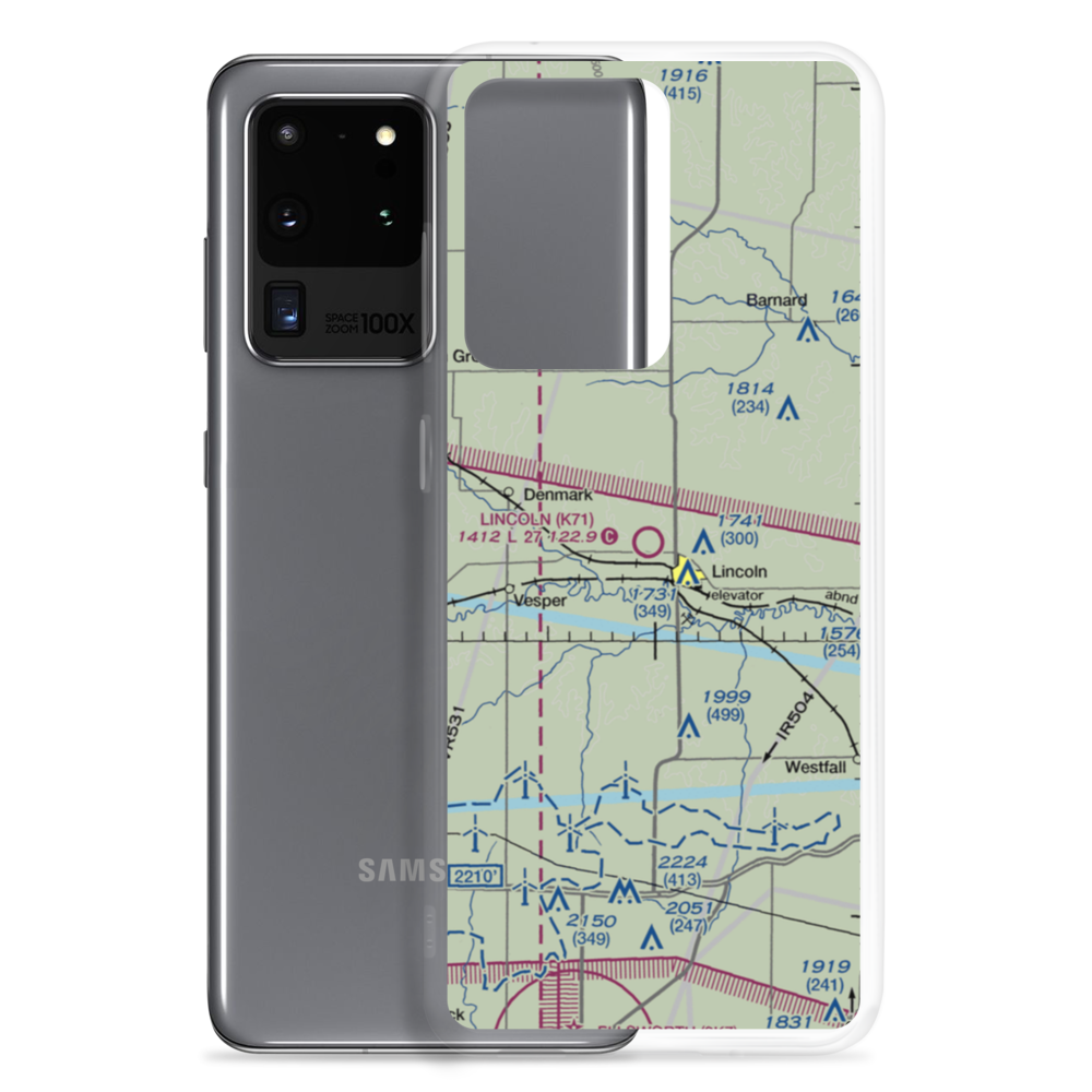 Lincoln Municipal Airport (K71) VFR Sectional Samsung Case Samsung Galaxy S20 Ultra model shown