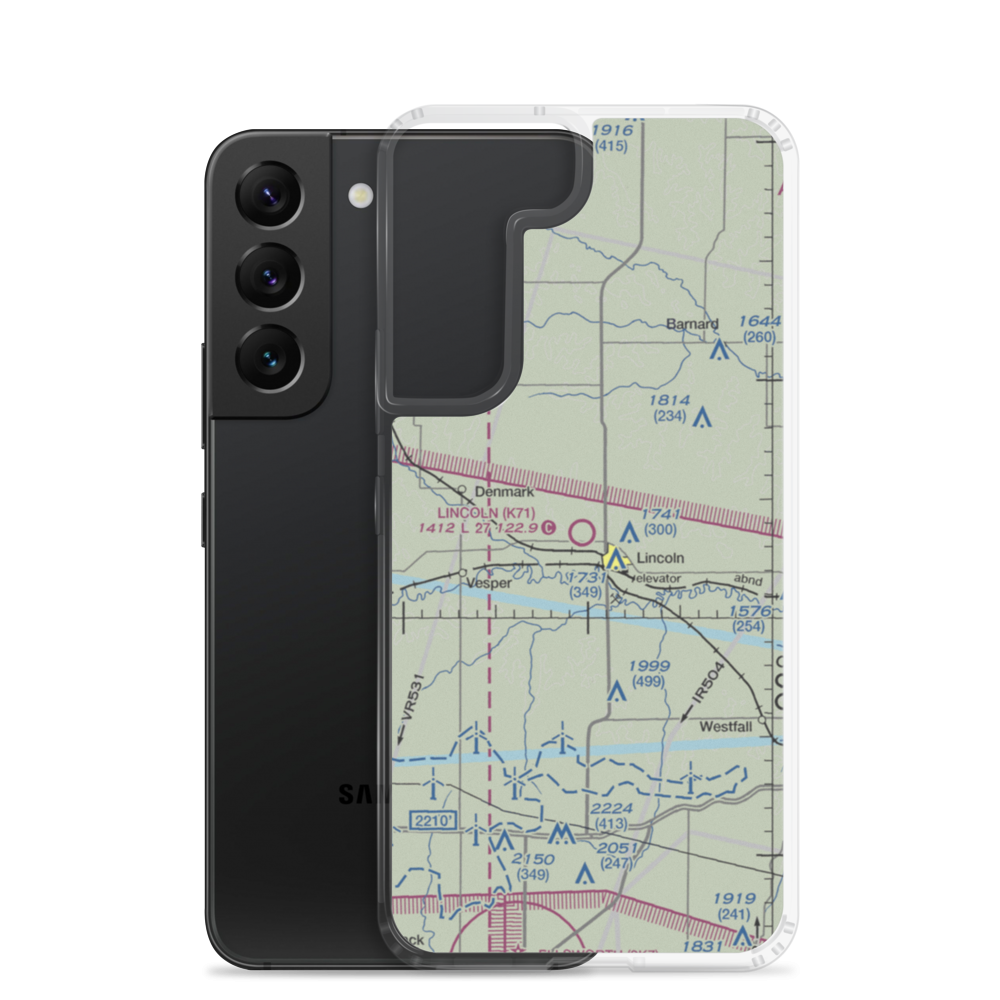 Lincoln Municipal Airport (K71) VFR Sectional Samsung Case Samsung Galaxy S22 model shown