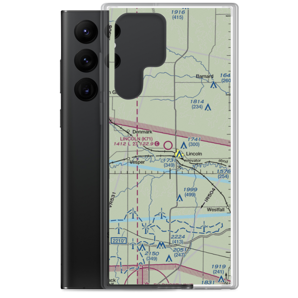 Lincoln Municipal Airport (K71) VFR Sectional Samsung Case Samsung Galaxy S22 Ultra model shown