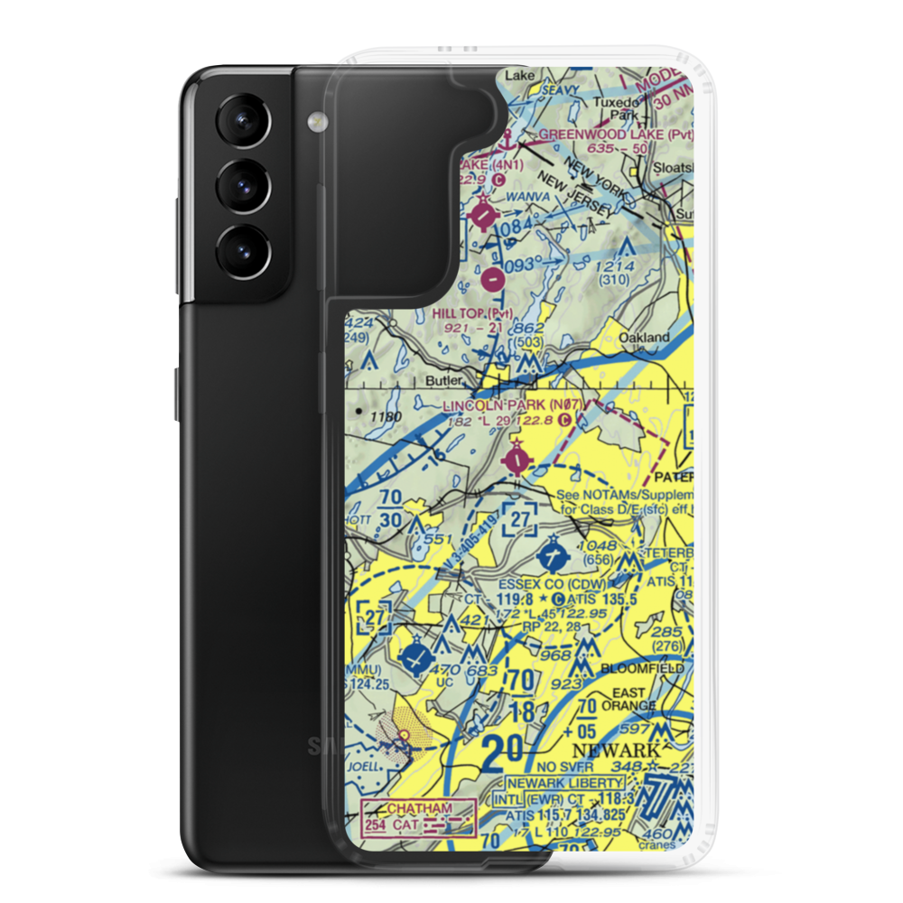 Lincoln Park Airport (N07) VFR Sectional Samsung Case Samsung Galaxy S21 Plus model shown