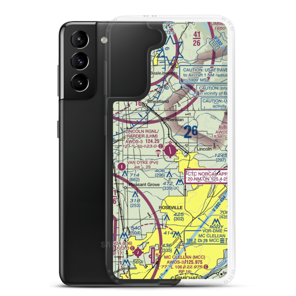 Lincoln Regional Karl Harder Field (LHM) VFR Sectional Samsung Case Samsung Galaxy S21 Plus model shown