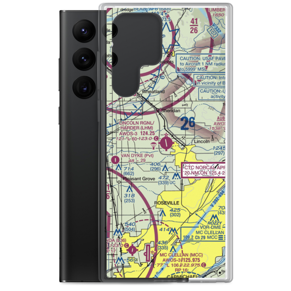Lincoln Regional Karl Harder Field (LHM) VFR Sectional Samsung Case Samsung Galaxy S22 Ultra model shown