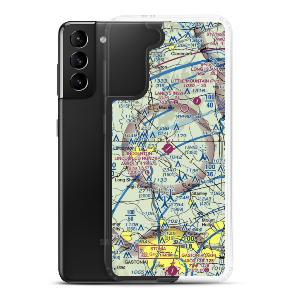 Lincolnton Lincoln County Regional Airport (IPJ) VFR Sectional Samsung Case Samsung Galaxy S21 Plus model shown