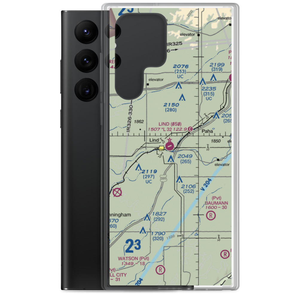 Lind Airport (0S0) VFR Sectional Samsung Case Samsung Galaxy S22 Ultra model shown