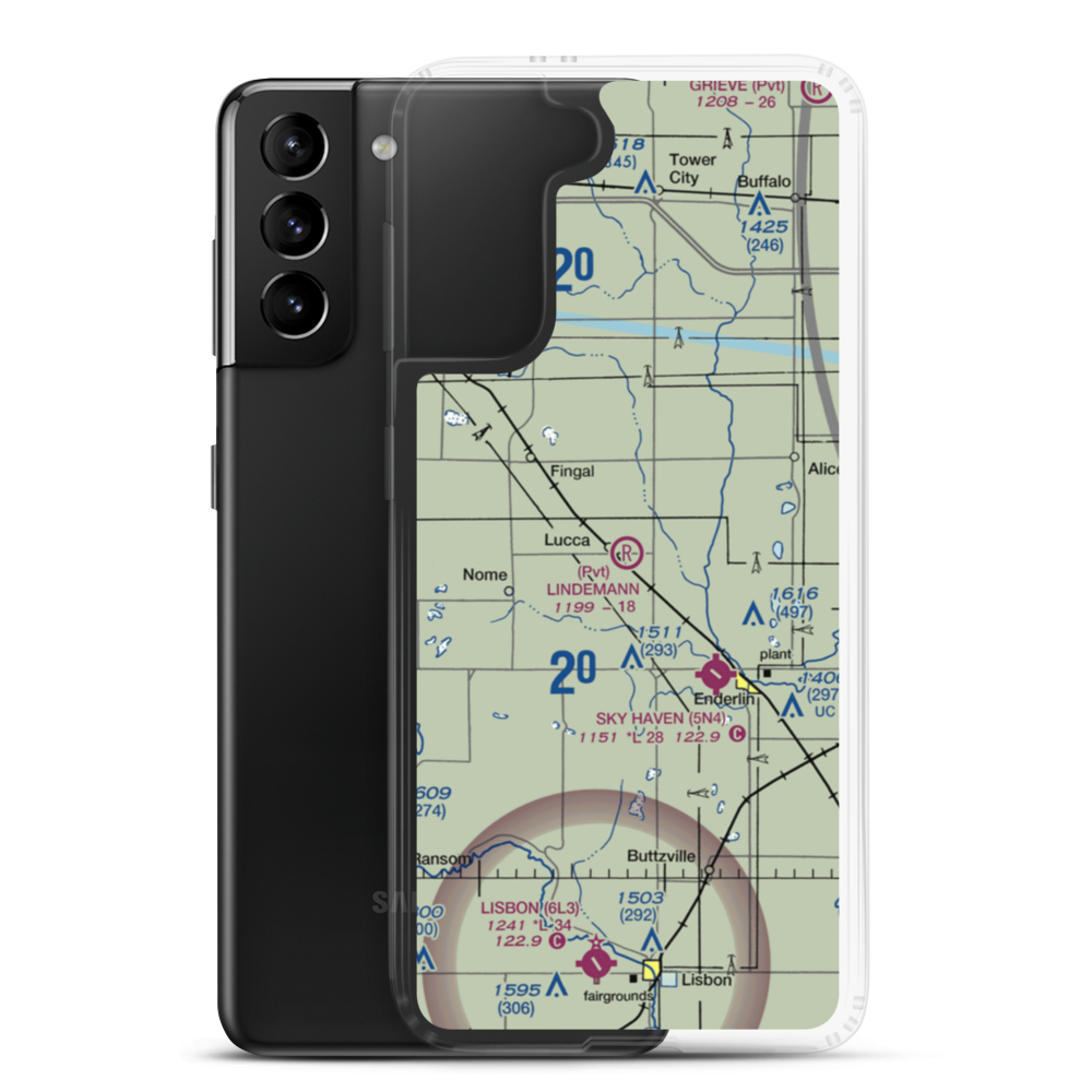 Lindemann Airport (ND35) VFR Sectional Samsung Case Samsung Galaxy S21 Plus model shown