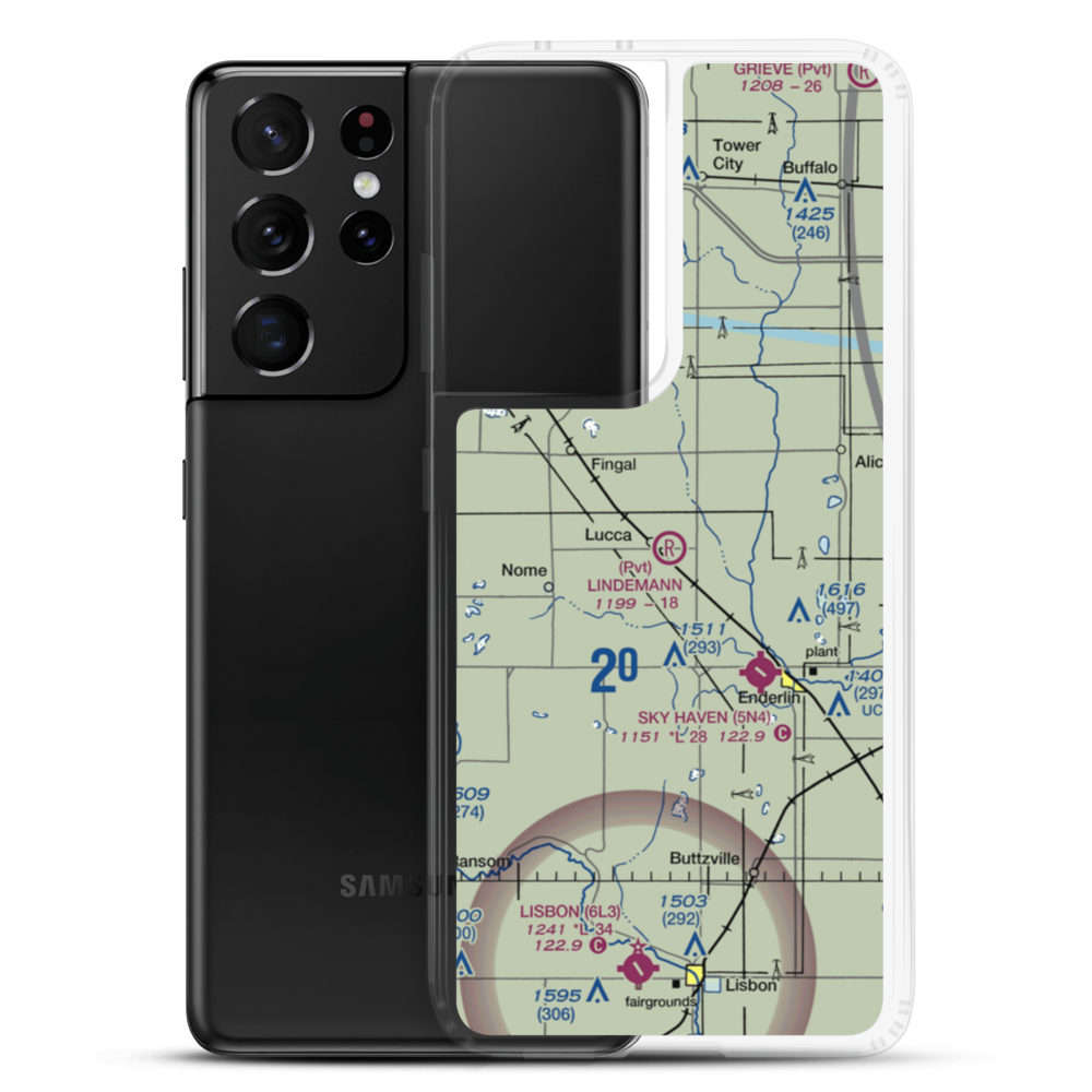 Lindemann Airport (ND35) VFR Sectional Samsung Case Samsung Galaxy S21 Ultra model shown